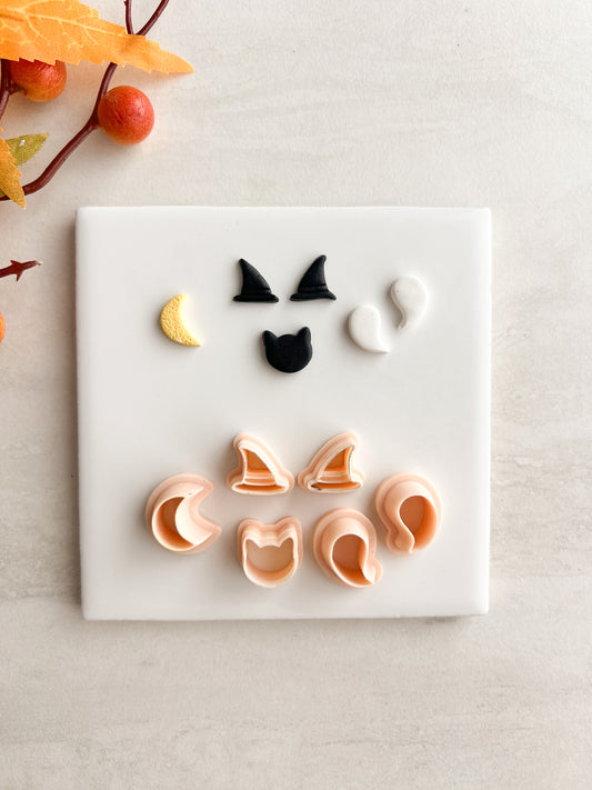 Spooky Stud Pack No. 2 Clay Cutter | Spooky Stud Pack Polymer Clay Cutter Set for DIY Halloween Earrings Cute Jewelry and Handmade Spooky Accessories