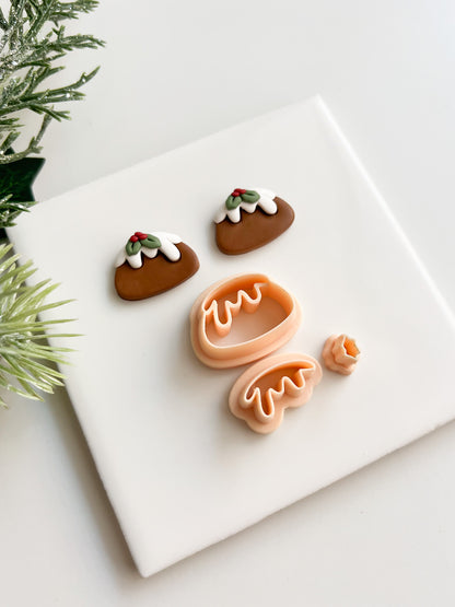 Christmas Pudding Clay Cutter | Christmas Pudding Polymer Clay Cutter for DIY Holiday Earrings Festive Baking-Themed Jewelry and Handmade Christmas Accessories