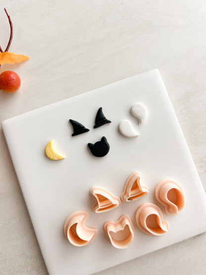Spooky Stud Pack No. 2 Clay Cutter | Spooky Stud Pack Polymer Clay Cutter Set for DIY Halloween Earrings Cute Jewelry and Handmade Spooky Accessories