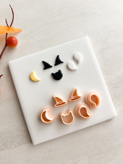 Spooky Stud Pack No. 2 Clay Cutter | Spooky Stud Pack Polymer Clay Cutter Set for DIY Halloween Earrings Cute Jewelry and Handmade Spooky Accessories