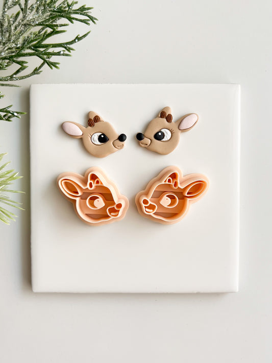 Rudolph Clay Cutter | Reindeer Polymer Clay Cutter for Christmas Earrings and Holiday Crafts