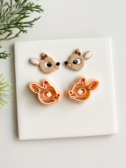 Rudolph Clay Cutter | Reindeer Polymer Clay Cutter for Christmas Earrings and Holiday Crafts