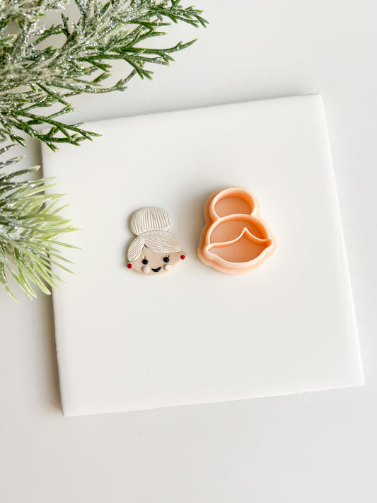 Mrs Claus Clay Cutter | Christmas Mrs. Claus Polymer Clay Cutter for Holiday Earrings and Baking