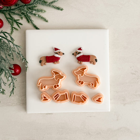 2025 Christmas Wiener Dog | Festive Polymer Clay Cutters