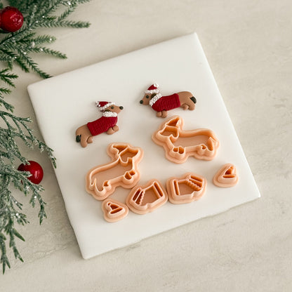 2025 Christmas Wiener Dog | Festive Polymer Clay Cutters
