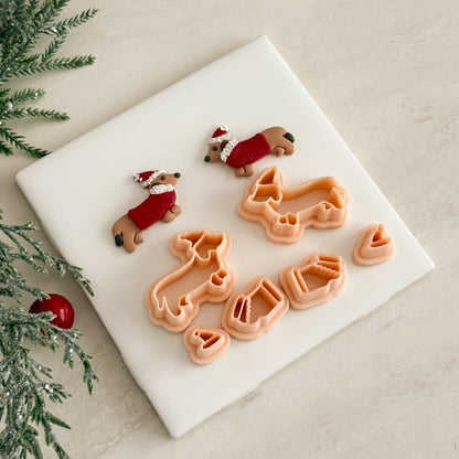 2025 Christmas Wiener Dog | Festive Polymer Clay Cutters