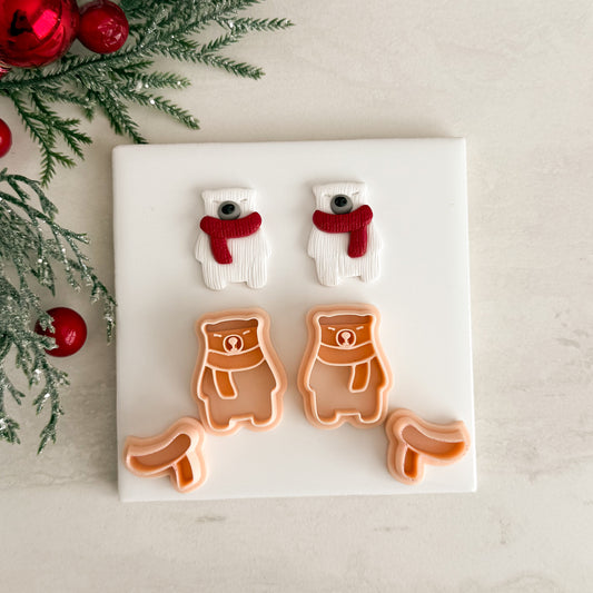 2025 Christmas Polar Bear No. 3 | Festive Polymer Clay Cutter