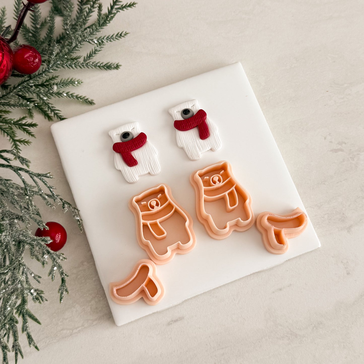2025 Christmas Polar Bear No. 3 | Festive Polymer Clay Cutter