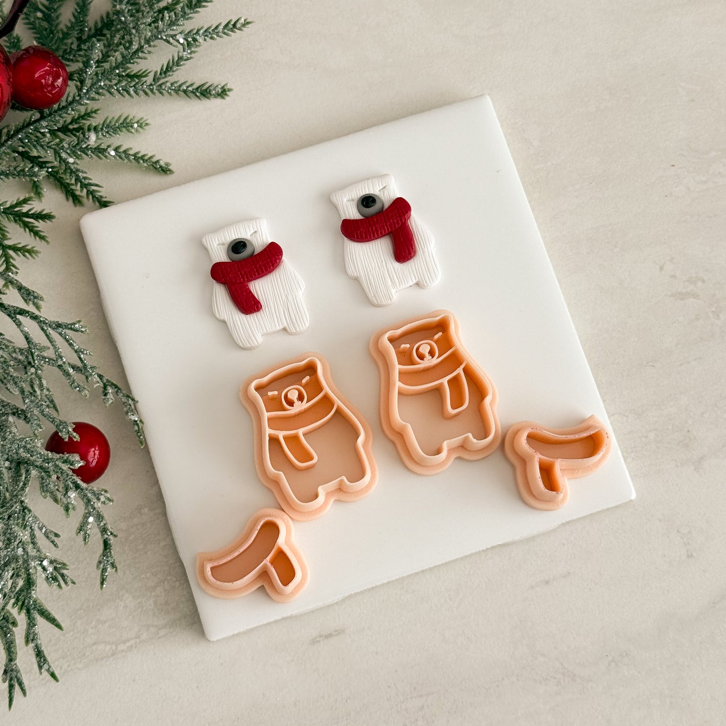 2025 Christmas Polar Bear No. 3 | Festive Polymer Clay Cutter
