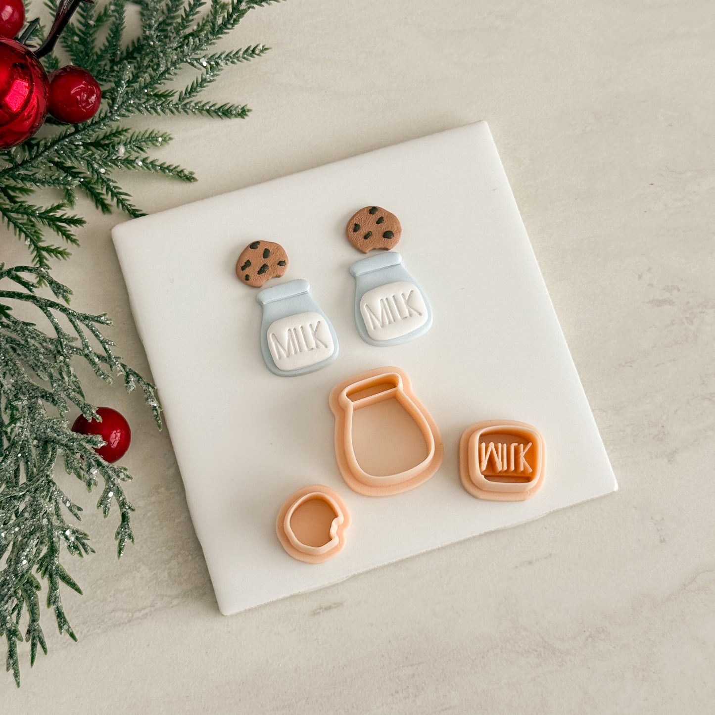2025 Milk Jug and Cookie | Festive Polymer Clay Cutters