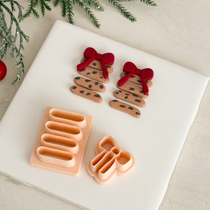 2025 Christmas Cookie Stack with Bow | Christmas Festive Baked Goods Polymer Clay Cutter