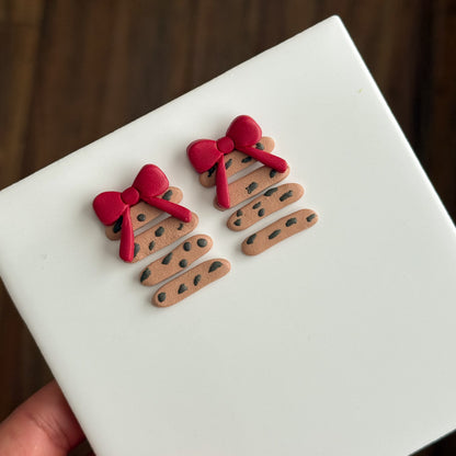 2025 Christmas Cookie Stack with Bow | Christmas Festive Baked Goods Polymer Clay Cutter