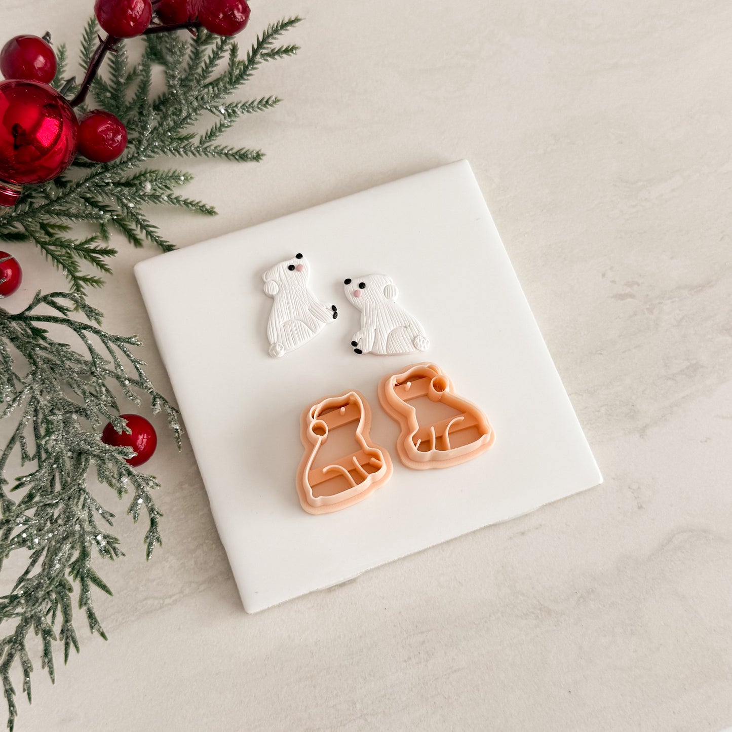 2025 Christmas Polar Bear | Festive Polymer Clay Cutter