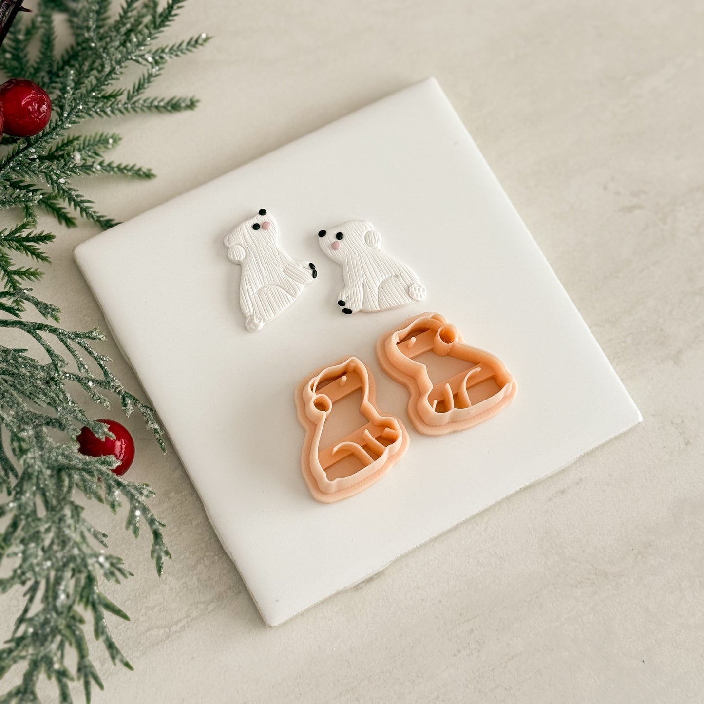 2025 Christmas Polar Bear | Festive Polymer Clay Cutter