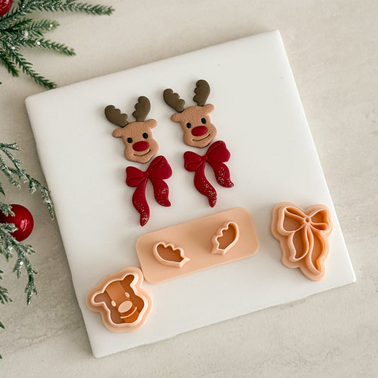 2025 Christmas Reindeer Head No. 4 | Festive Polymer Clay Cutters