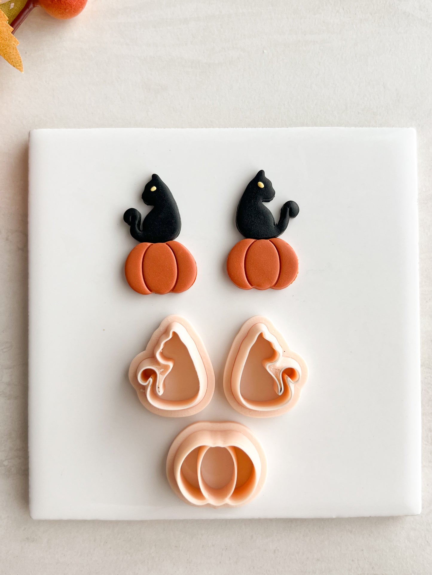 Pumpkin Cat Clay Cutter | Pumpkin Cat Polymer Clay Cutter for DIY Halloween Earrings Black Cat Jewelry and Handmade Spooky Accessories