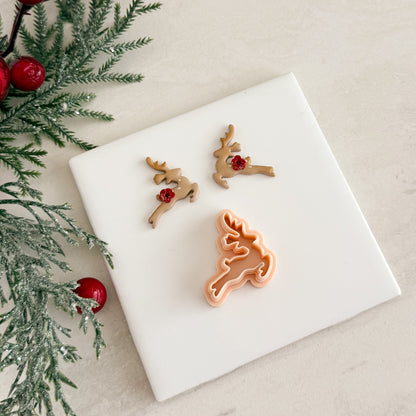 2025 Leaping Reindeer (Mirrored) | Festive Polymer Clay Cutters