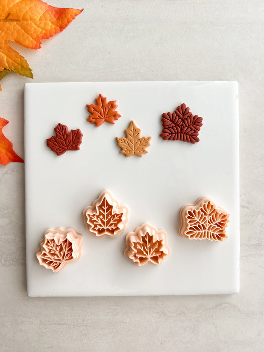 Maple Leaf Set of 4 Clay Cutters | Maple Leaf Set of 4 Polymer Clay Cutters for DIY Fall Earrings Autumn Jewelry and Handmade Seasonal Accessories