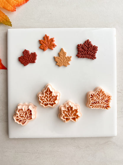 Maple Leaf Set of 4 Clay Cutters | Maple Leaf Set of 4 Polymer Clay Cutters for DIY Fall Earrings Autumn Jewelry and Handmade Seasonal Accessories