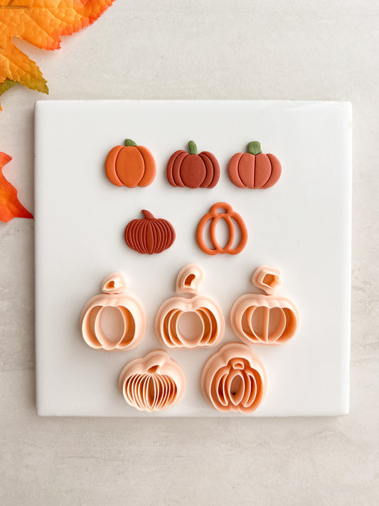 Pumpkin Set of 5 Clay Cutters | Pumpkin Set of 5 Polymer Clay Cutter Set for DIY Fall Earrings Halloween Jewelry and Handmade Autumn Accessories