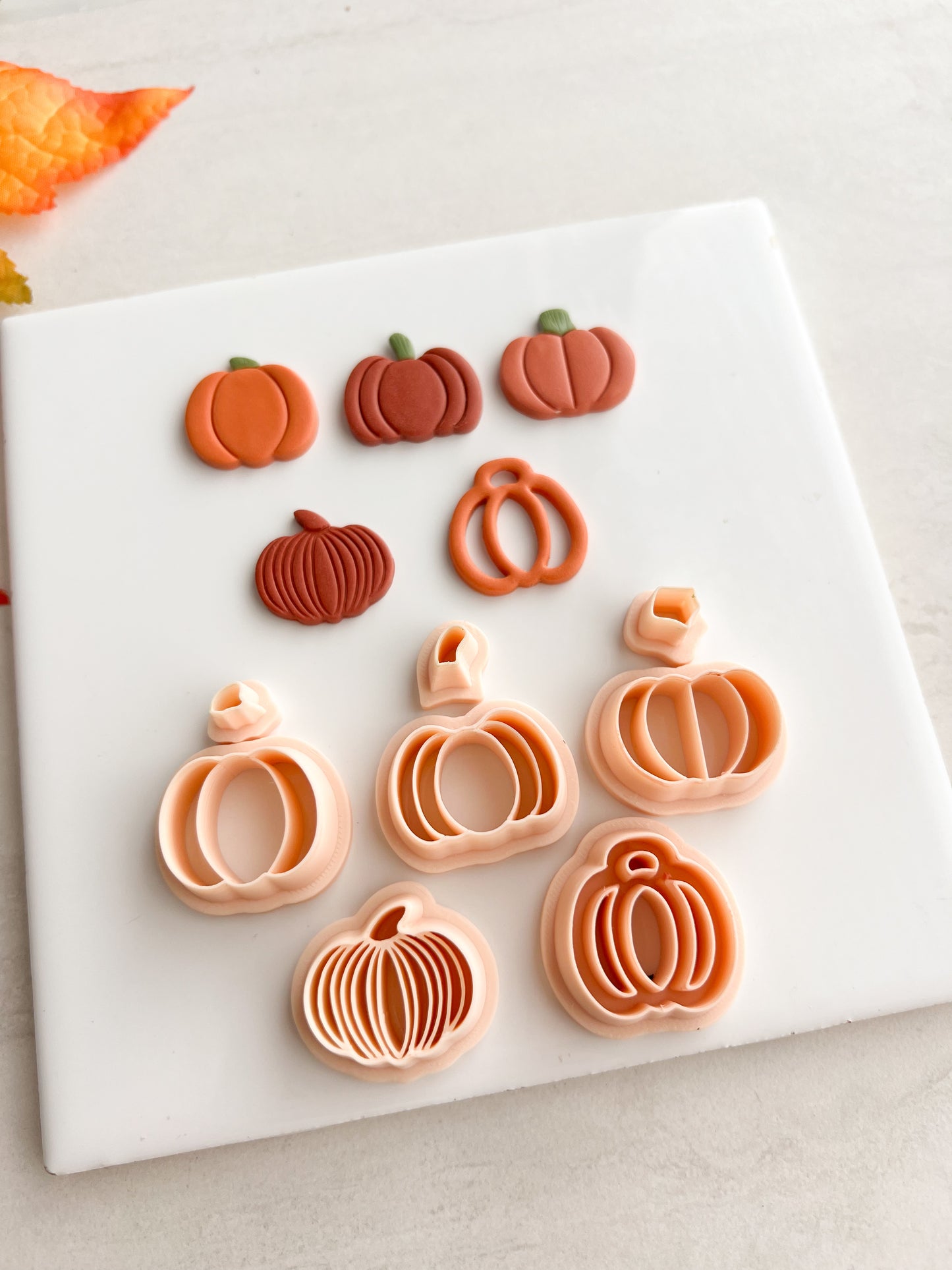 Pumpkin Set of 5 Clay Cutters | Pumpkin Set of 5 Polymer Clay Cutter Set for DIY Fall Earrings Halloween Jewelry and Handmade Autumn Accessories