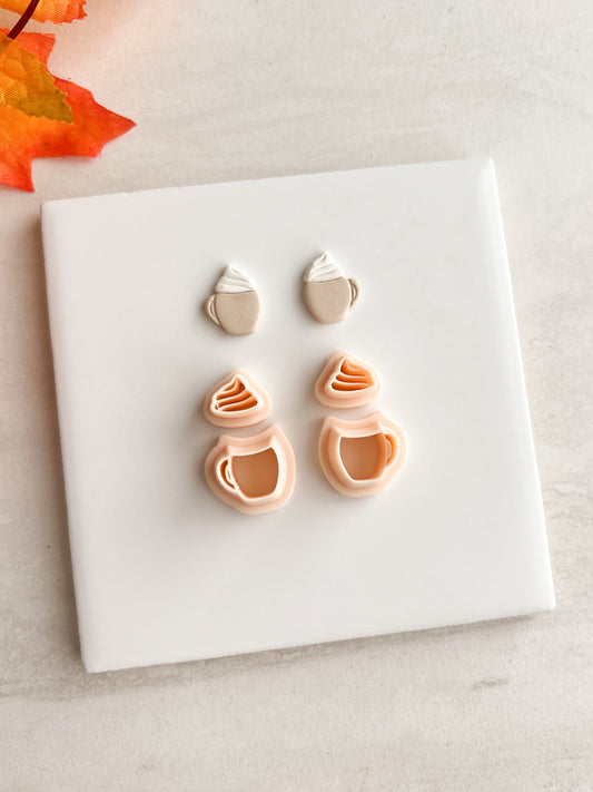 Coffee Cup with Whipped Cream | Coffee Cup with Whipped Cream Polymer Clay Cutter for DIY Coffee Earrings Cozy-Themed Jewelry and Handmade Cute Accessories