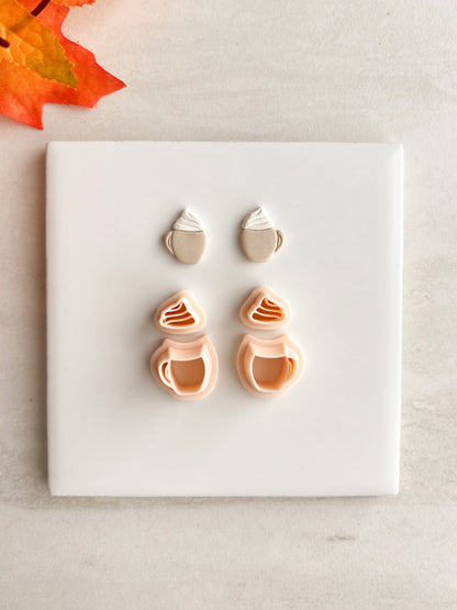 Coffee Cup with Whipped Cream | Coffee Cup with Whipped Cream Polymer Clay Cutter for DIY Coffee Earrings Cozy-Themed Jewelry and Handmade Cute Accessories