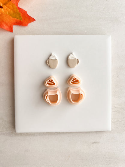 Coffee Cup with Whipped Cream | Coffee Cup with Whipped Cream Polymer Clay Cutter for DIY Coffee Earrings Cozy-Themed Jewelry and Handmade Cute Accessories