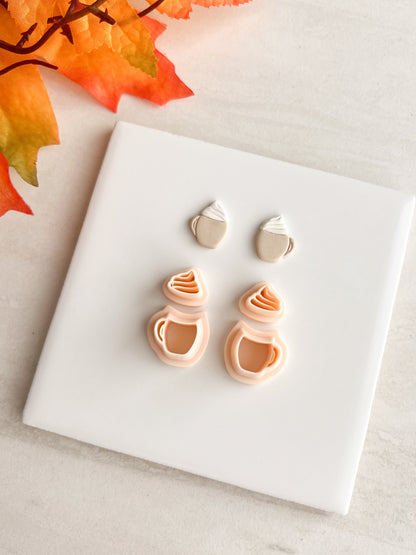 Coffee Cup with Whipped Cream | Coffee Cup with Whipped Cream Polymer Clay Cutter for DIY Coffee Earrings Cozy-Themed Jewelry and Handmade Cute Accessories