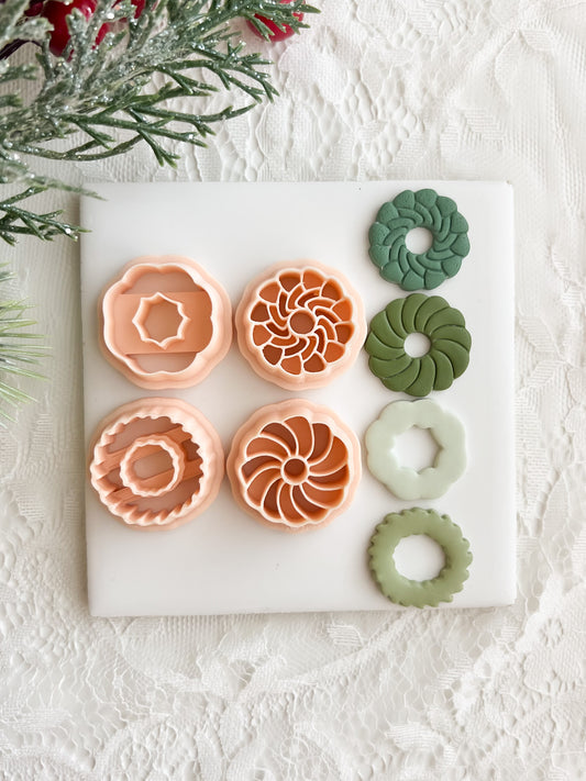 Wreath Set of 4 Clay Cutter | Christmas Polymer Clay Cutter Set for DIY Earrings, Jewelry and Holiday Crafts