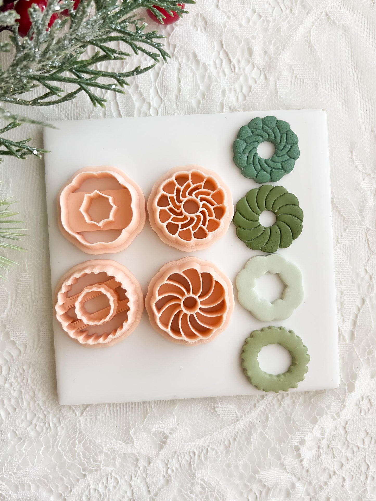 Wreath Set of 4 Clay Cutter | Christmas Polymer Clay Cutter Set for DIY Earrings, Jewelry and Holiday Crafts