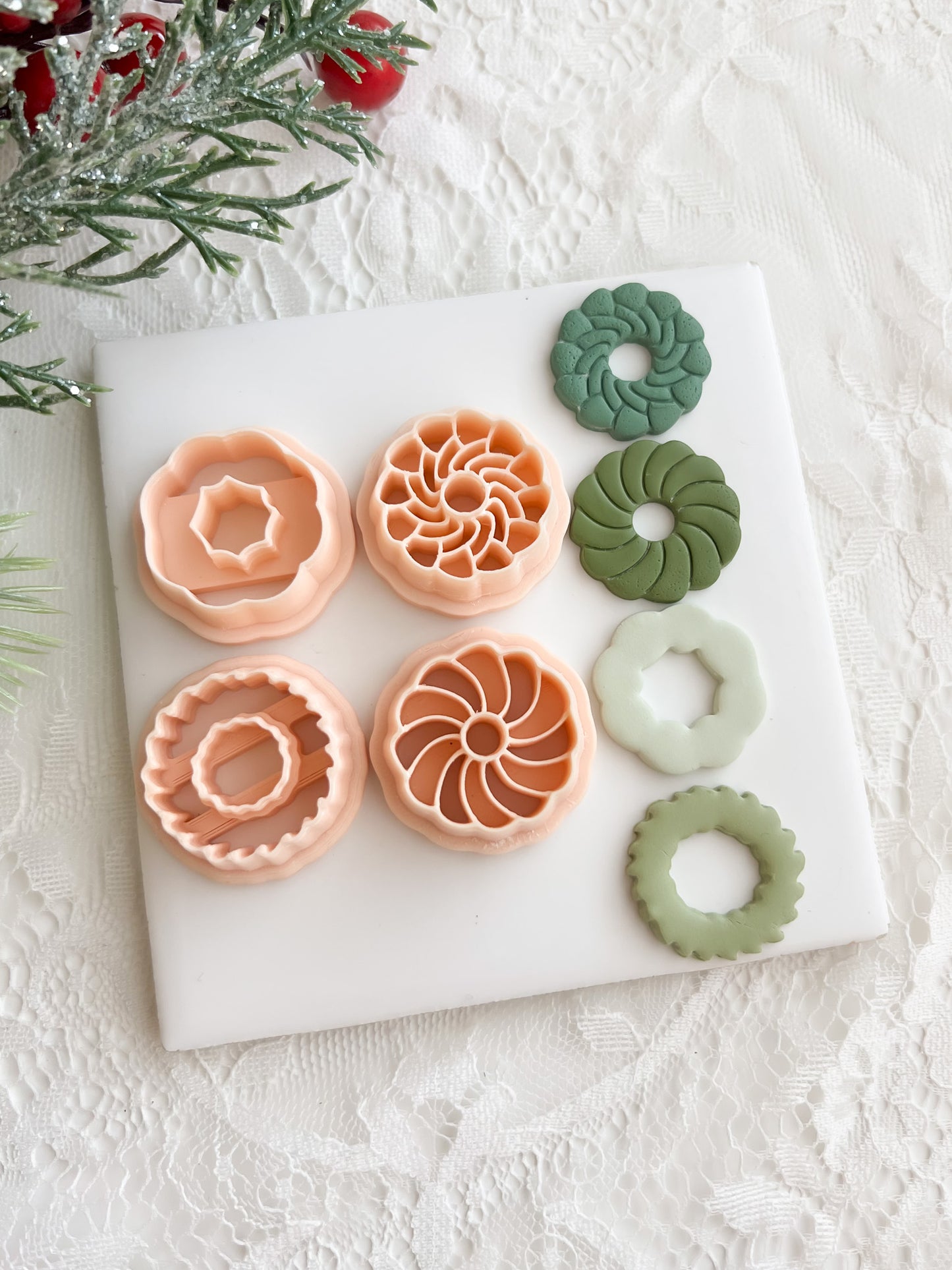 Wreath Set of 4 Clay Cutter | Christmas Polymer Clay Cutter Set for DIY Earrings, Jewelry and Holiday Crafts