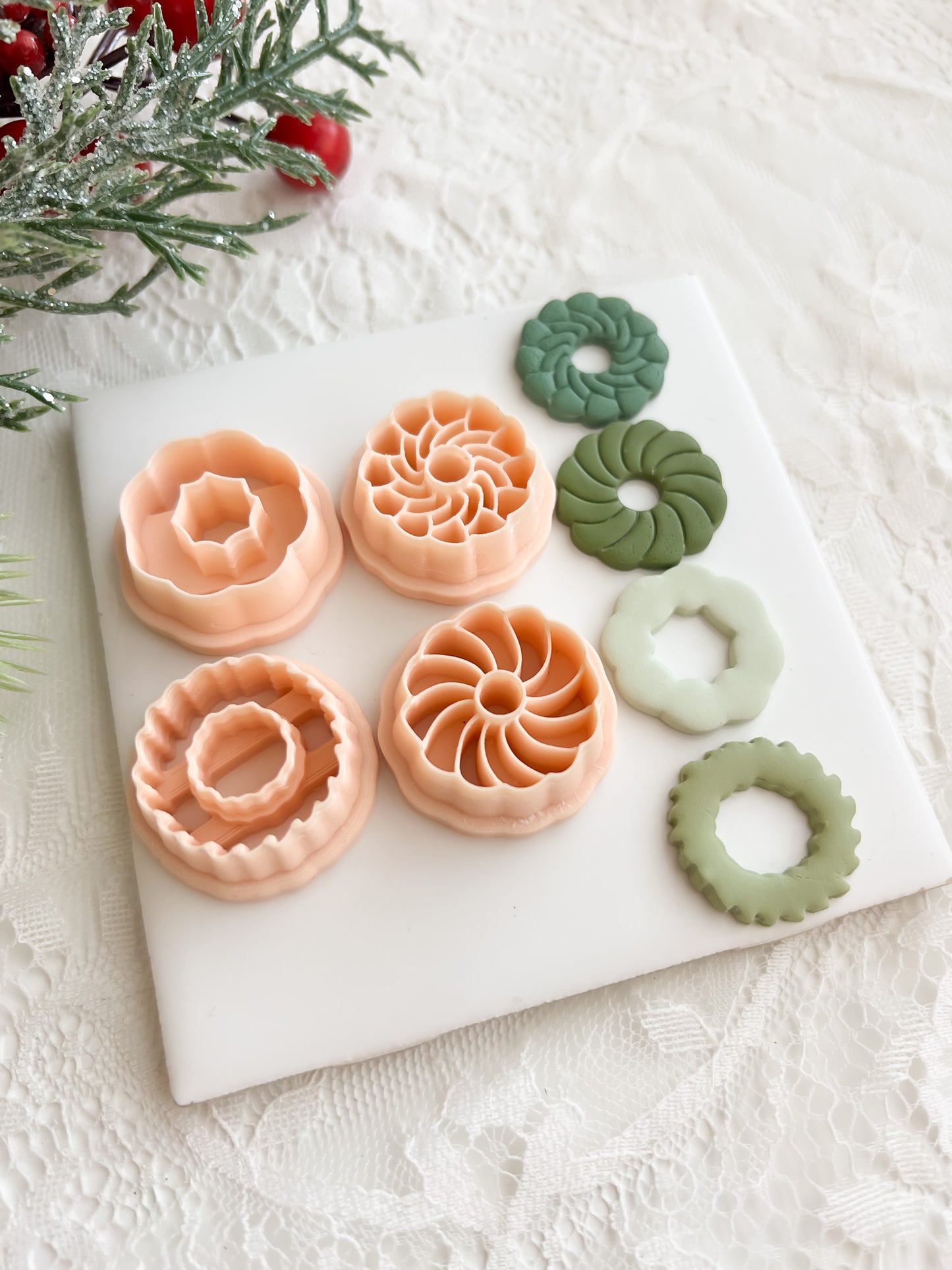 Wreath Set of 4 Clay Cutter | Christmas Polymer Clay Cutter Set for DIY Earrings, Jewelry and Holiday Crafts