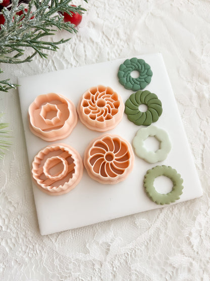 Wreath Set of 4 Clay Cutter | Christmas Polymer Clay Cutter Set for DIY Earrings, Jewelry and Holiday Crafts