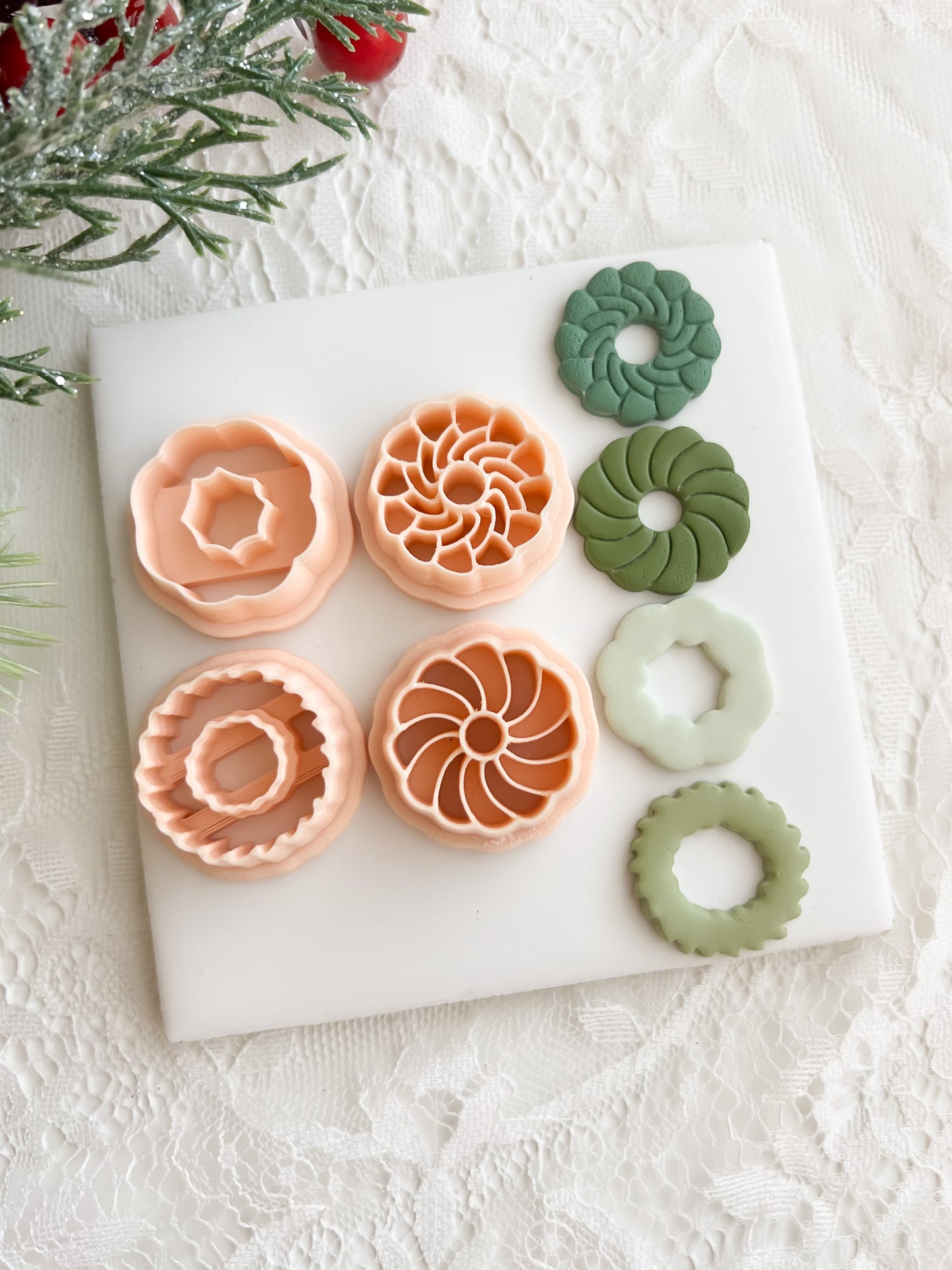 Wreath Set of 4 Clay Cutter | Christmas Polymer Clay Cutter Set for DIY Earrings, Jewelry and Holiday Crafts