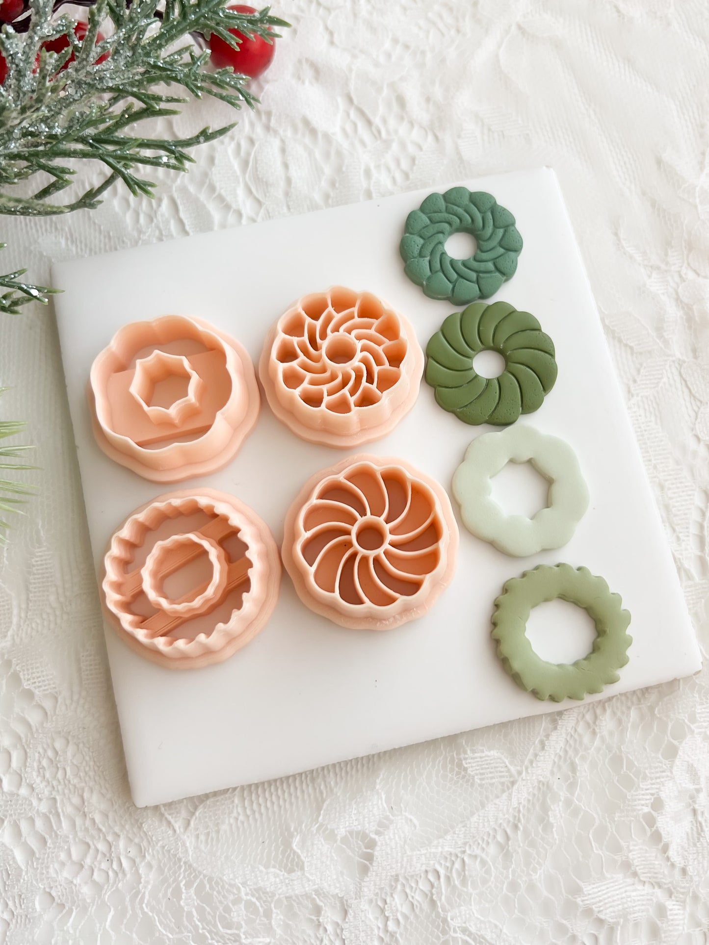 Wreath Set of 4 Clay Cutter | Christmas Polymer Clay Cutter Set for DIY Earrings, Jewelry and Holiday Crafts