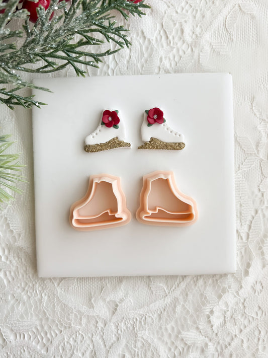Ice Skates Clay Cutter | Ice Skates Polymer Clay Cutter for Winter Earrings DIY Holiday Jewelry Christmas Craft Supplies