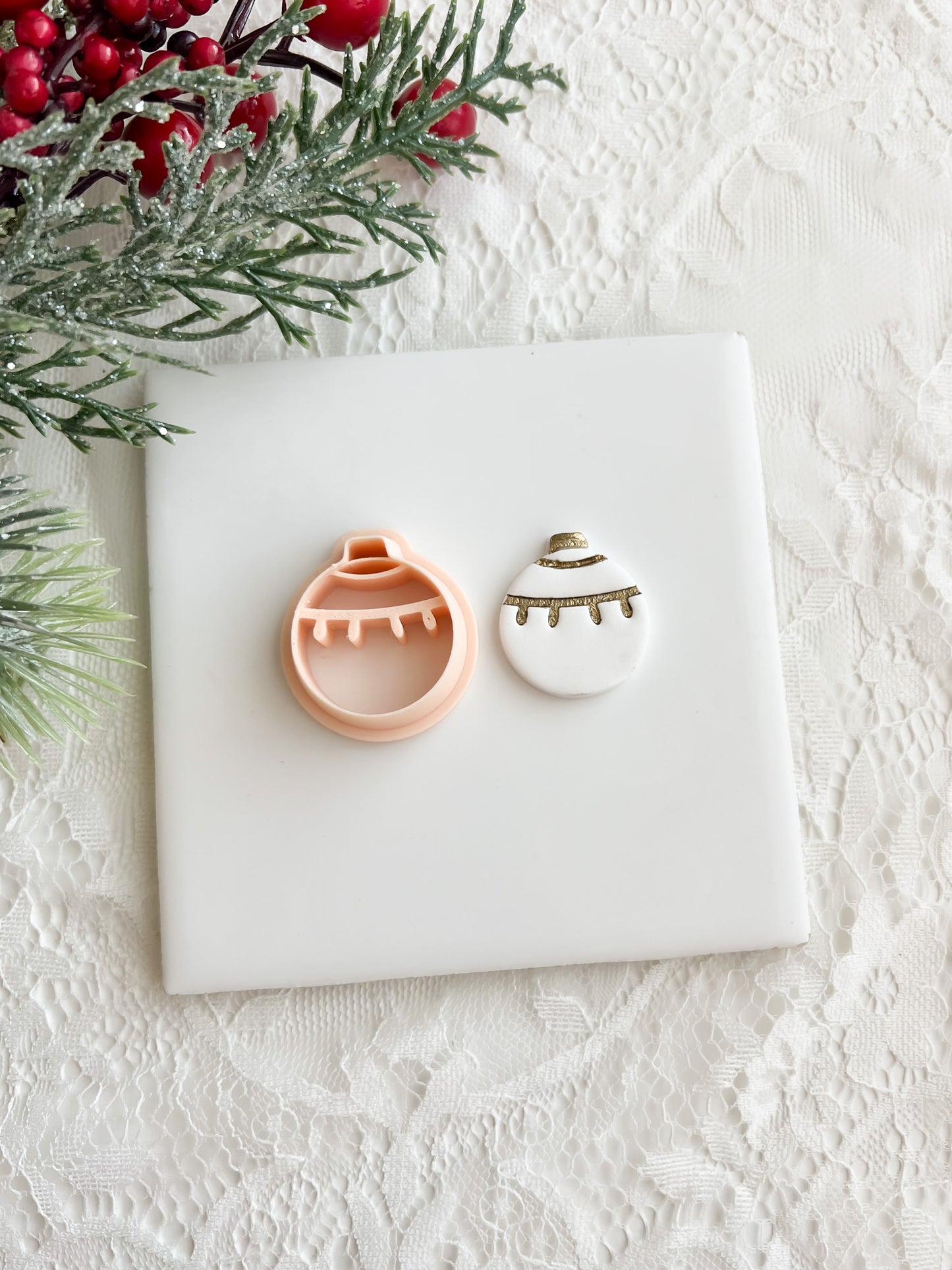 Ornament No. 8 Clay Cutter | Christmas Ornament Polymer Clay Cutter for DIY Earrings and Festive Crafts