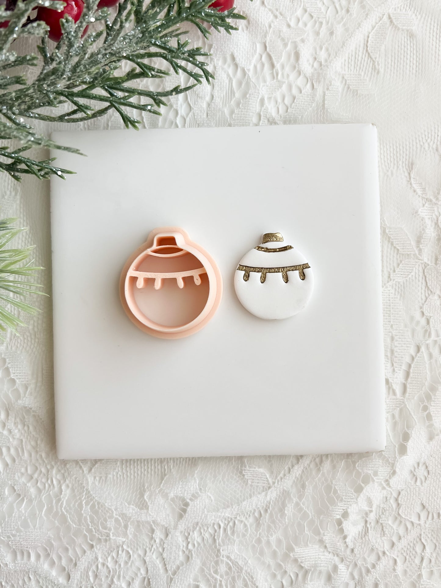 Ornament No. 8 Clay Cutter | Christmas Ornament Polymer Clay Cutter for DIY Earrings and Festive Crafts