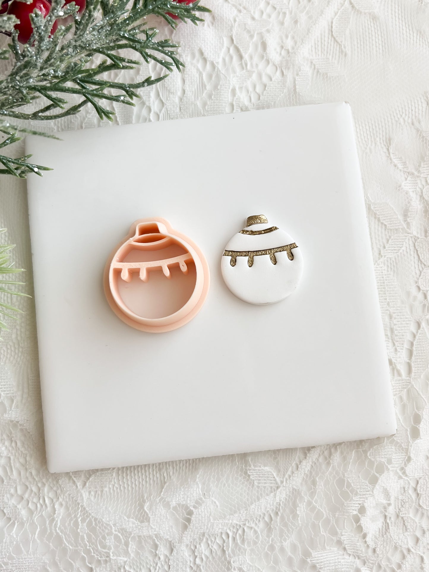 Ornament No. 8 Clay Cutter | Christmas Ornament Polymer Clay Cutter for DIY Earrings and Festive Crafts