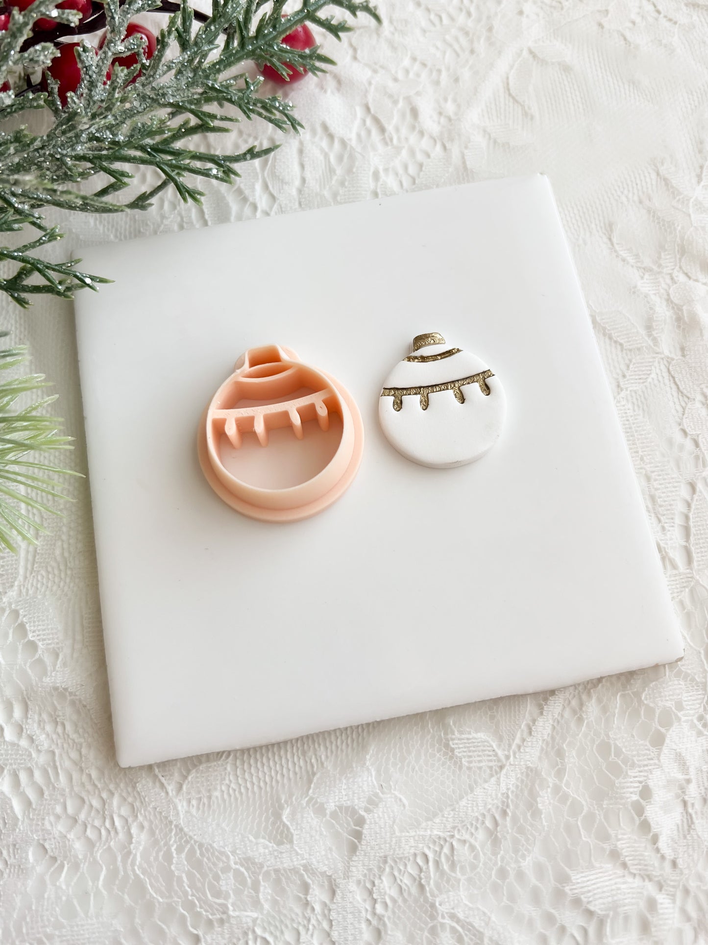 Ornament No. 8 Clay Cutter | Christmas Ornament Polymer Clay Cutter for DIY Earrings and Festive Crafts