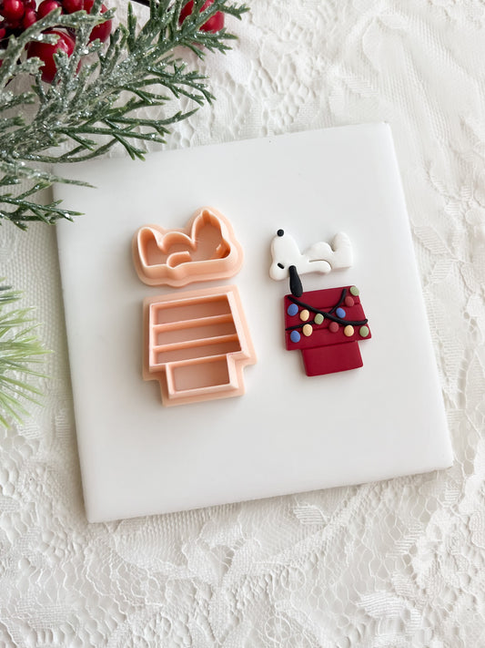 Snoopy Dog No. 1 Laying on House Clay Cutter | Cartoon Dog Polymer Clay Cutter for DIY Earrings and Jewelry