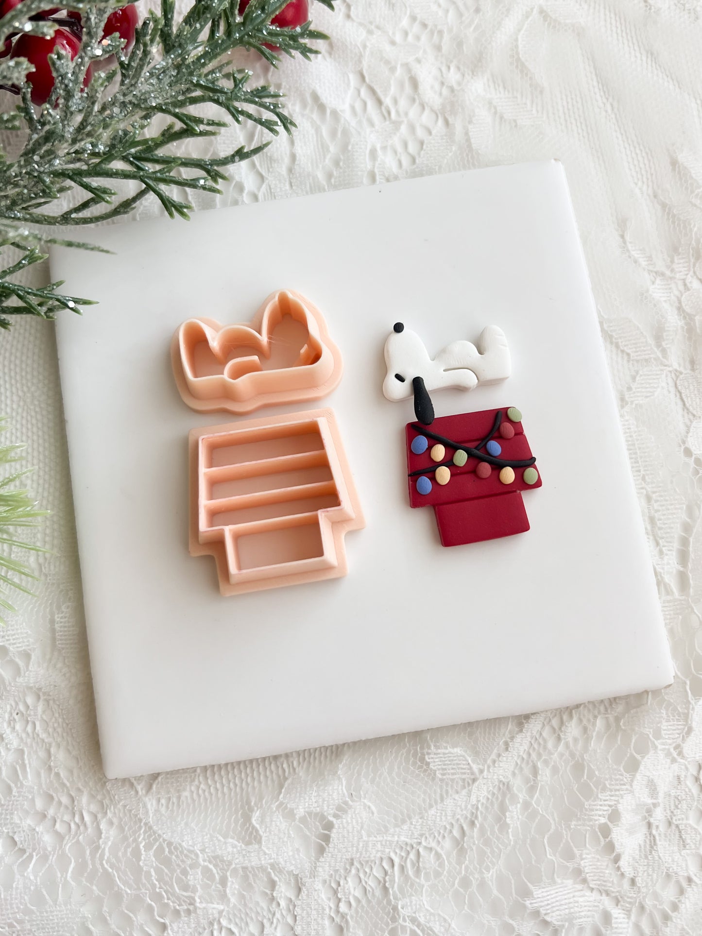 Snoopy Dog No. 1 Laying on House Clay Cutter | Cartoon Dog Polymer Clay Cutter for DIY Earrings and Jewelry