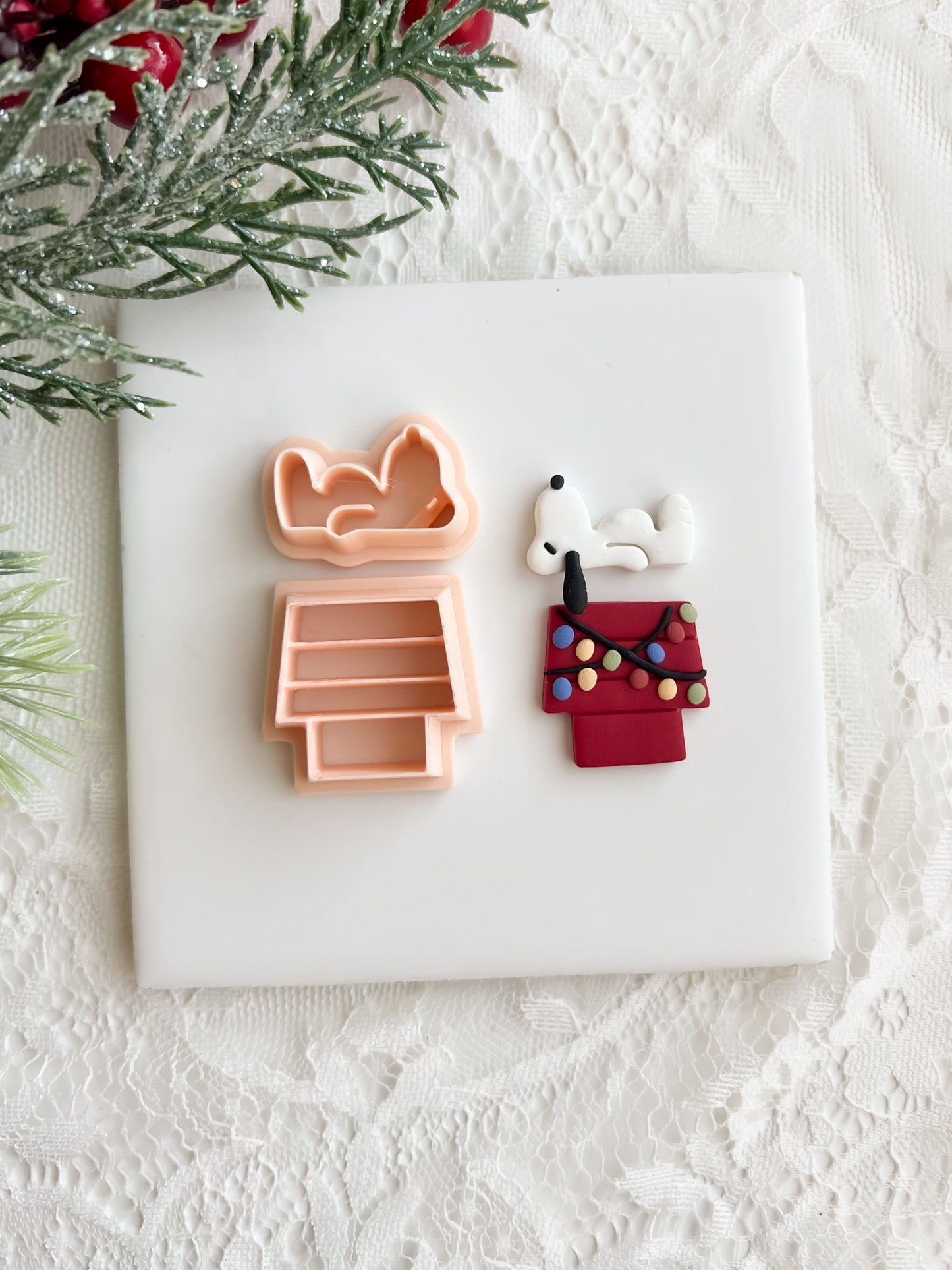 Snoopy Dog No. 1 Laying on House Clay Cutter | Cartoon Dog Polymer Clay Cutter for DIY Earrings and Jewelry