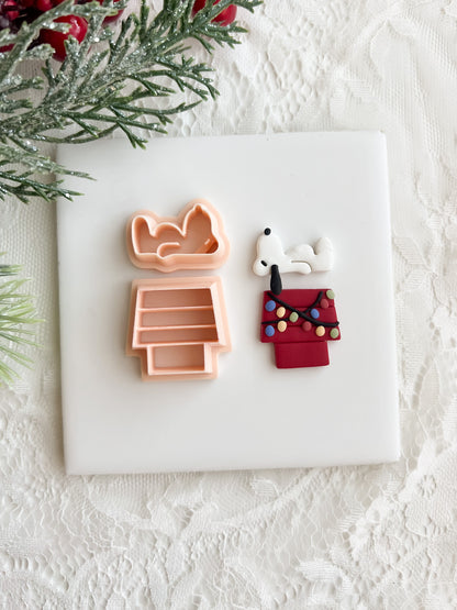 Snoopy Dog No. 1 Laying on House Clay Cutter | Cartoon Dog Polymer Clay Cutter for DIY Earrings and Jewelry