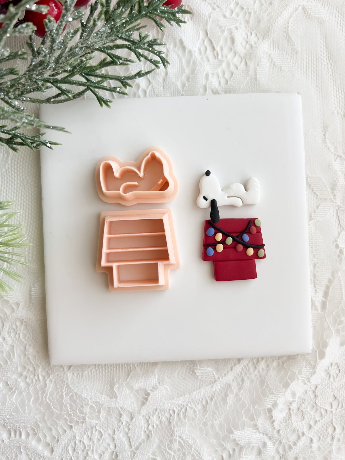 Snoopy Dog No. 1 Laying on House Clay Cutter | Cartoon Dog Polymer Clay Cutter for DIY Earrings and Jewelry