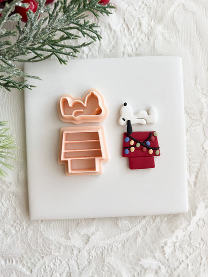 Snoopy Dog No. 1 Laying on House Clay Cutter | Cartoon Dog Polymer Clay Cutter for DIY Earrings and Jewelry