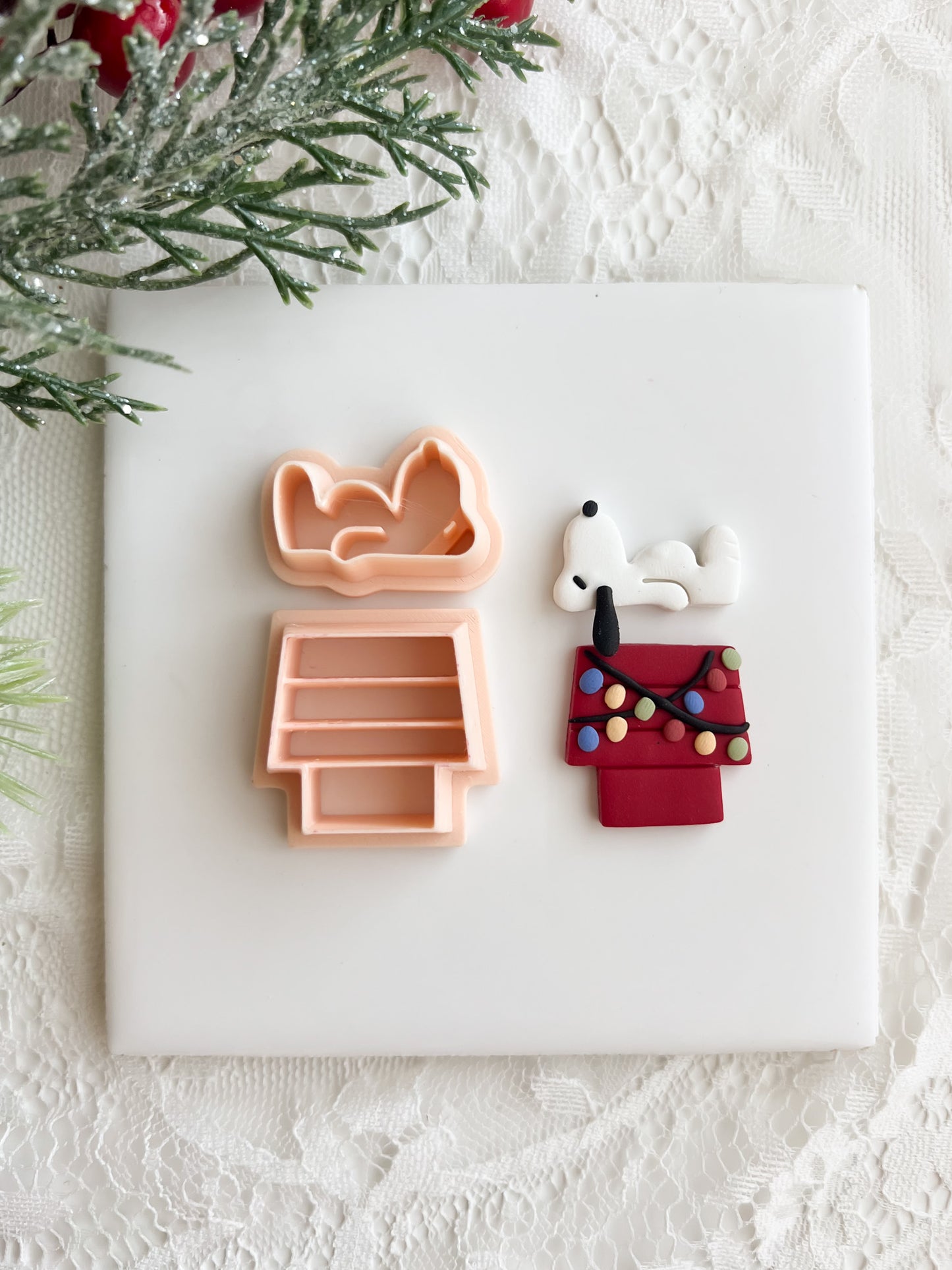 Snoopy Dog No. 1 Laying on House Clay Cutter | Cartoon Dog Polymer Clay Cutter for DIY Earrings and Jewelry