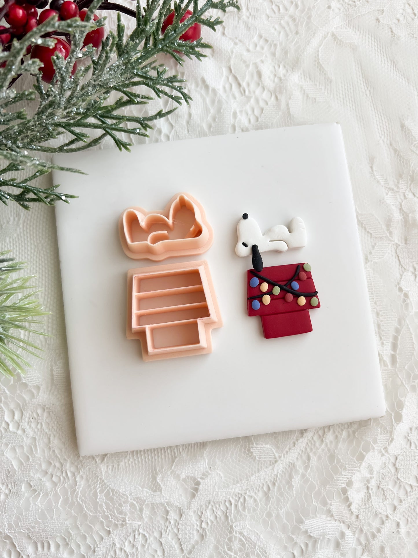 Snoopy Dog No. 1 Laying on House Clay Cutter | Cartoon Dog Polymer Clay Cutter for DIY Earrings and Jewelry