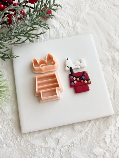 Snoopy Dog No. 1 Laying on House Clay Cutter | Cartoon Dog Polymer Clay Cutter for DIY Earrings and Jewelry